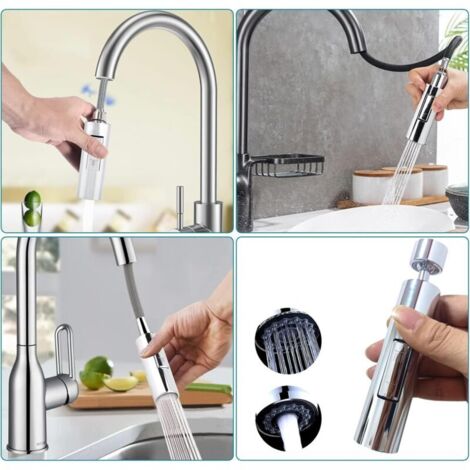 Robinet Cuisine Douchette, Adaptateur Robinet Cuisine, 2 Modes de Robinet Pulvérisateur Extractible, Économiseur d'Eau, Installation Facile