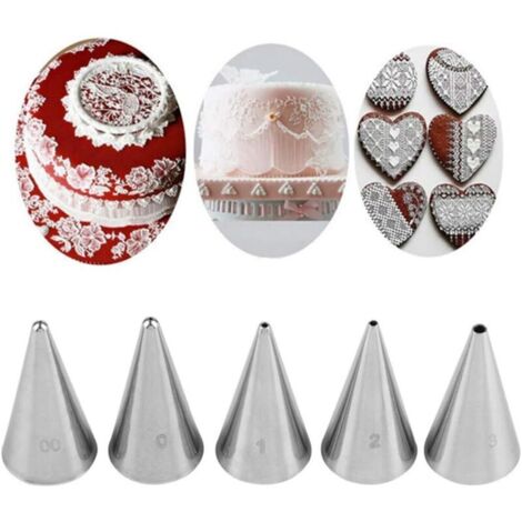 5 Pièces Écriture de Douilles Pâtisserie en Acier Inoxydable, Poche à Douille Accessoires de Décoration Decorer votre Tarte, Biscuit, Pâtisserie, Bonbon, Gâteau, Cupcakes et Cookies (1/4)