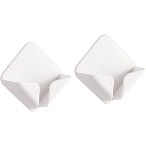 Lot de 2 supports de prise et de fixation murale - Crochets auto-adhésifs - Supports de prise murale - Multiprises - Utile comme organisateur de câbles, support de rangement pour clés (1/4)