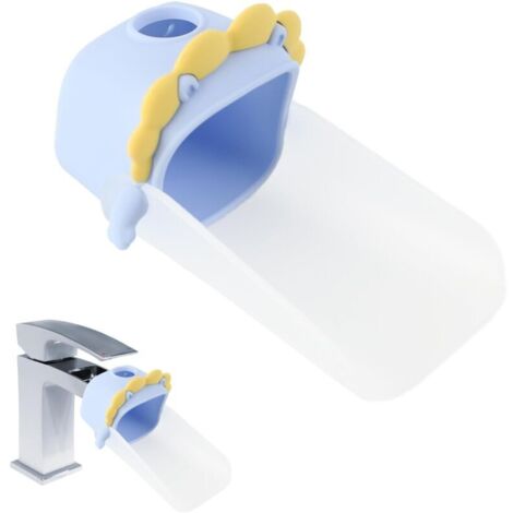 Rallonge Robinet Enfant, Extension Robinet Enfant, Enfant Faucet Extender, Matériau de Qualité Alimentaire, Résistant aux Éclaboussures, Compatible avec une Large Gamme de Robinets (Bleu) (1/4)