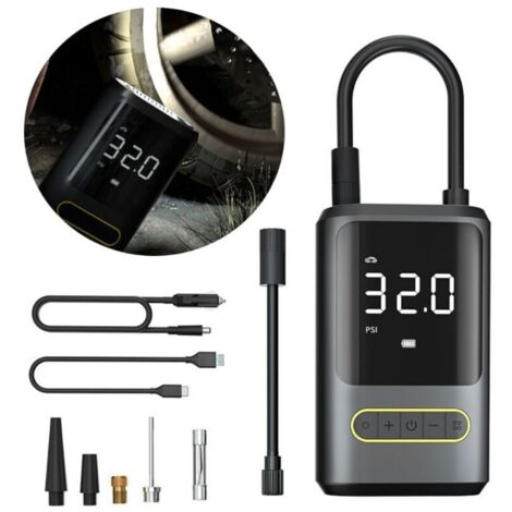 6000mAh Mini Pompe à Air Électrique，Compresseur à Air Portatif Gonfleur Pneus sans Fil 150PSI avec écran LCD Numérique，Pompe à air Rechargeable pour Voiture, Vélo, Moto, Scoote, Balle (1/4)