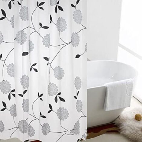 Rideau de Douche Motif de Fleurs Extra Large 300cm Large Rideau de Salle de Bain - 240cm Goutte Rideau de Douche Imperméable et Anti-moisissure, PEVA Rideau de Salle de Bain (200x240CM) (1/3)
