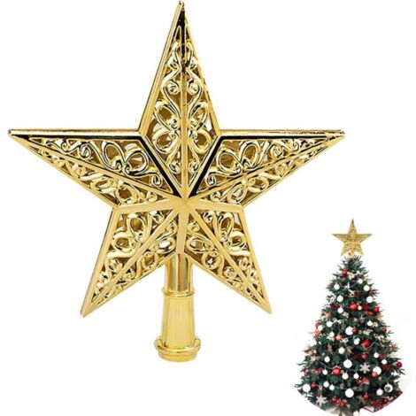 Étoile pour Sapin de Noël, Glitter Tree Top Décoration Étoile, pour Les décorations de Sapin de Noël pour Les fêtes de Famille, 20cm Or (1/4)
