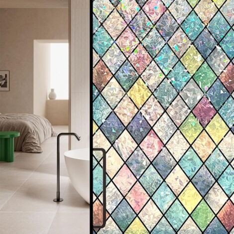 Film pour vitrail, 30200cm, Autocollants en Verre colorés, adhésif Statique, PVC réutilisable, Film de confidentialité épais pour fenêtre, pour la Maison, Le Bureau, l'école (1/3)