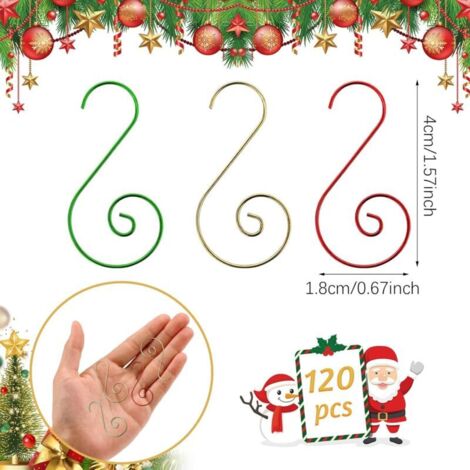 Crochets d'Ornement de Noël, 120 PCS Attache Boule de Noel, Cintre de Suspension pour Arbre de Noel, Crochets pour Décoration de Noël pour Sapins de Noëls, Guirlandes, Boules de Noëls (1/3)