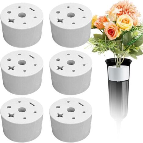 Inserts de vase de cimetière 6 pièces, porte-fleurs en plastique pour cimetière rond 7 trous inserts de vase funéraire de cimetière porte-fleurs funéraire réutilisable, gardant les bouquets en place