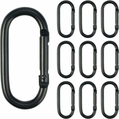 10PCS Mousqueton, 2cm5cm Petit Mousqueton Noir, Mini Mousquetons Aluminium Porte Clé d'escalade à Ressort Clips, Mousquetons pour Fixer des Équipements pour Maison Voyageant Camping Pêche RV,de (1/4)