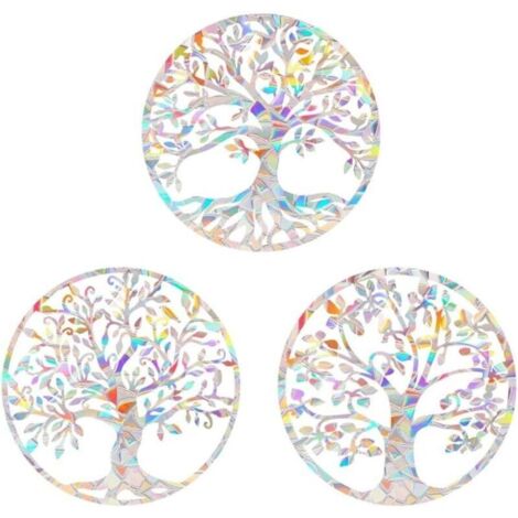 Lot de 3 autocollants de fenêtre pour fenêtre arc-en-ciel, autocollants statiques en plastique, réutilisables, anti-collision, sans fenêtre, attrape-soleil, décoration prismatique pour (1/4)