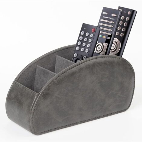Porte-télécommande avec 5 poches, grand support pour TV, DVD, clé 4K et télécommandes Bluray, rangement pour stylos, gris M (1/4)