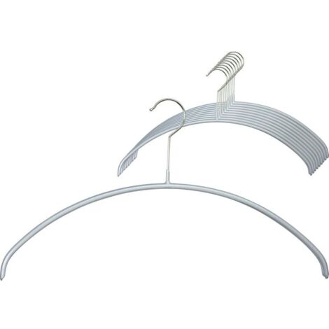 （40×20×2cm）Lot de 10, 40 cm, Argent，Gain de Place, Arrondi, idéal pour Les T-Shirts et Les Pull-Overs, Crochets Rotatifs à 360°, Revêtement Antidérapant (1/3)