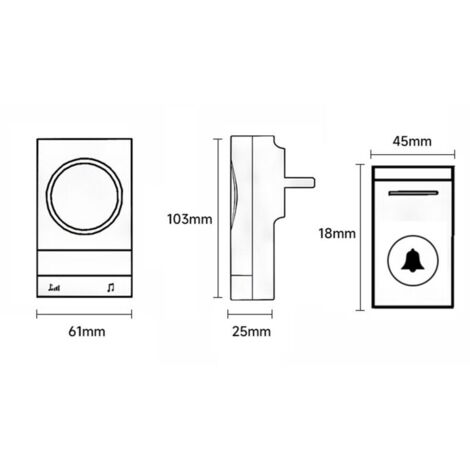 Sonnettes sans Fil, 52 Mélodies 4-Niveaux Volum et, IP44 Étanche Carillon sans Fil, Kit de Carillon avec 300 Mètres, LED Flash, 2Récepteur Enfichables (1/4)