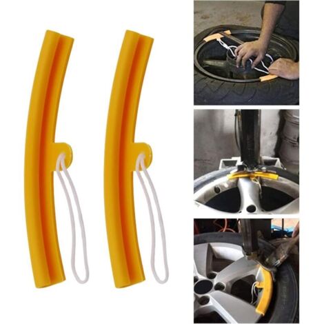2pack Protection de Jante avec Trous et Cordes,Protection de Jante avec Trous et Cordes Protecteur,Outil de Protection de Roue de Jante pour Moto Bicyclettes, Démonte-Pneu Vélo (1/4)