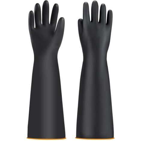Gants de protection chimiques pour homme - Gants industriels chimiques - Gants longs imperméables - Gants de bassin - Gants de travail résistants à l'acide et aux alcalins (55,9 cm)