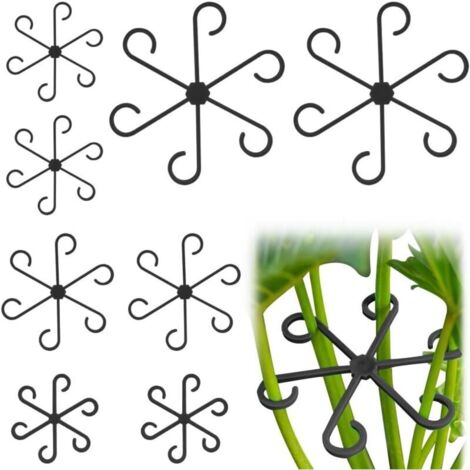 Supports Tiges Plantes, 8pcs 4 Tailles Attache Plante Grimpante, Supports de Plantes pour Stabilisation et Soutien des Feuilles, Intérieur Vert Clips de Fixation pour Plantes Grimpantes(Noir) (1/4)