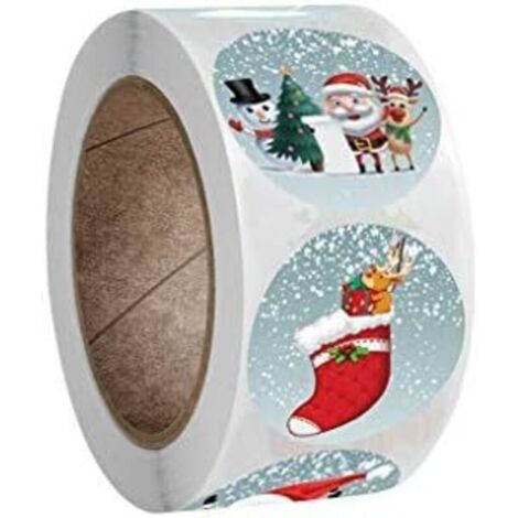 1 Rouleau De 500 Autocollants De NoëL,Nouveau Rouleau Pack Autocollant NoëL Vacances Cadeau DéCoration Cadeau,Impression De Santa Sticker,Autocollants De NoëL (1/2)