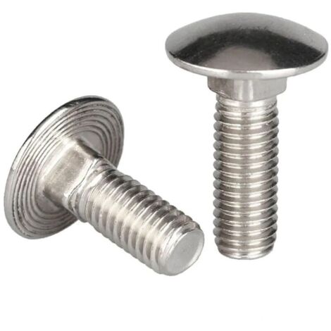 (10×3×3cm)(M6x12)Générique Grandes vis à tête ronde et plate en acier inoxydable 304, boulons à col carré M6 for chariot de caisse, 10 pièces (1/4)