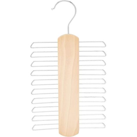 (23×4×4cm)Lot de 2 Cintres en bois pour cravates et ceintures avec 20 emplacements, couleur naturelle (1/3)