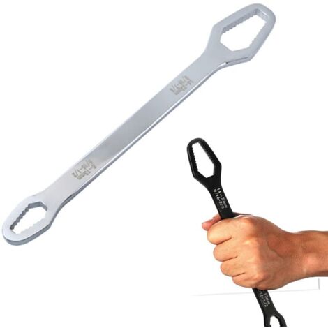 Universal Torx Wrench, 8-22mm Double-ended Self-tightening Adjustable Wrench Tools (B-Silver) (1/4)
