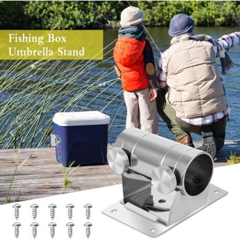 2PCS Support de Parasol, Pied de Parasol Clip de Fixation Parasol Porte-Parasol en Métal Support Parapluie Pêche avec Plaque de Montage tt Vis pour Balcon Pêche Jardin, Ø inférieurs à 29mm (1/3)
