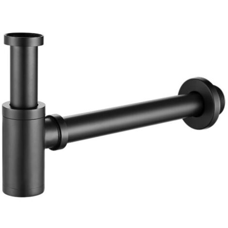 Noir mat Siphon standard en noir mat, Séparateur de drain mural en cuivre (1/4)