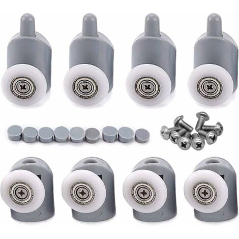 23mm 8 Pcs Galet Rouleau Roulette Roue pour Porte de Douche, Roulettes Coulissantes Porte Salle de Bain.. (1/4)