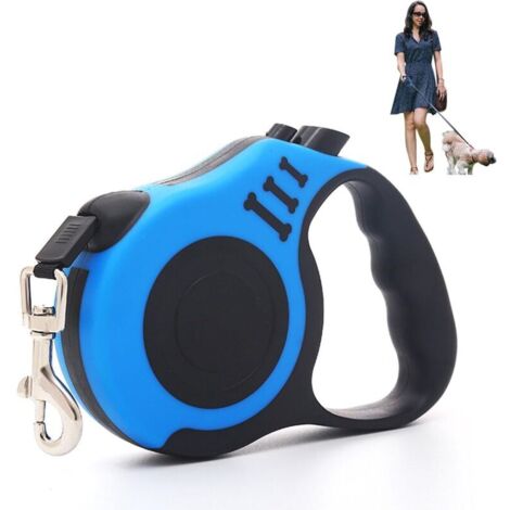 Laisse Chien Enrouleur,Laisse Rétractable pour Chien de 5 Mètres,Laisse Chien Rétractable,pour Chiens de Petite et Moyenne Taille jusqu'à 15kg,pour la Formation et la Marche,Bleu (1/4)