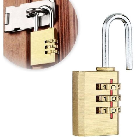 Serrure à combinaison, serrure à 3 chiffres, code numérique, cadenas numérique, serrure à combinaison de sécurité pour portes, clôtures de jardin, casiers, boîtes à outils, valises jaune