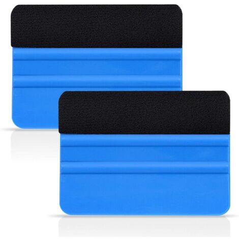 Bleu Lot de 2 Raclette Film de Fenêtre avec Bord Fibre, pour Films Fenêtre et Films de Voiture, Raclette en Feutre de Haute Qualité Adaptée aux Films Carbone et Voiture Vinyle Wrapping (1/4)