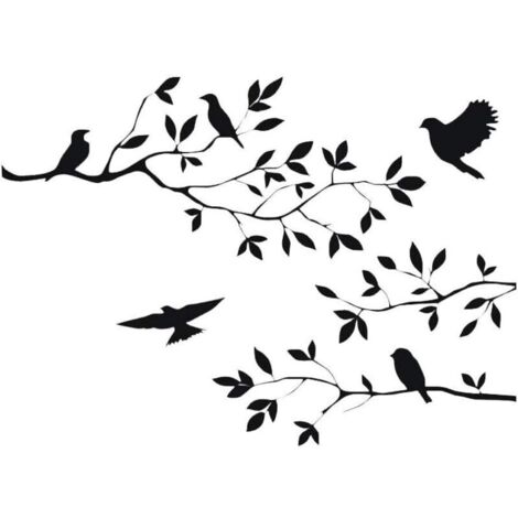 1 pcs Autocollants muraux amovibles en vinyle pour décoration de chambre d'enfant, Motif branches d'arbre, Noir, 5735CM (1/4)