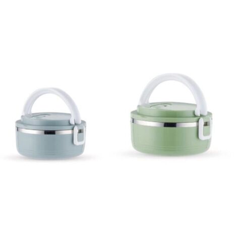 2 pour aliments chauds en Acier Inoxydable avec Poignée - Boîte Repas Chaud pour École, Bureau, Camping - Double Couche (1/4)