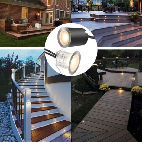 OIMG Kits d'éclairage LED encastrés avec coque de protection φ32 mm, éclairage extérieur LED de paysage, étanche IP67, basse tension 12 V, pour jardin, escalier, terrasse, sol, cuisine (1/3)