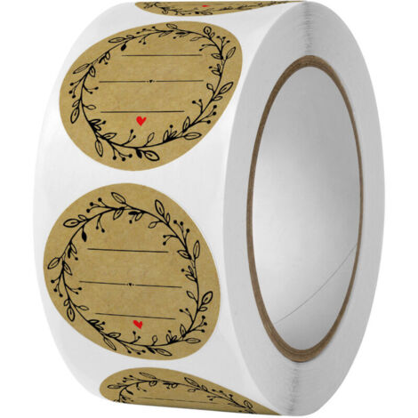 2 pcs,Sceau autocollant en papier kraft, décoration d'emballage, autocollants de bénédiction manuscrits, rouleaux ronds, étiquettes de cuisson des fêtes (1/4)