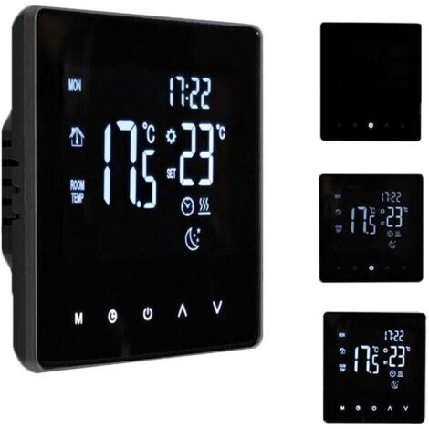 Thermostat Intelligent Régulateur de Température pour Chauffage Électrique Écran LCD Écran Tactile Semaine Programmable Thermostats de Chauffage au Sol pour Bureau à Domicile École Hôtel - Noir,de DEB (1/4)