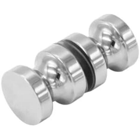 Bouton de porte en verre double face en acier poli, poignée de porte de douche en acier inoxydable 304 massif compatible avec les portes en verre de 6-18mm (1/4)