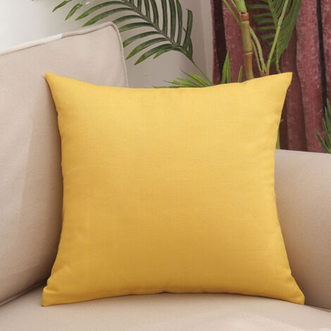 (Jaune, 40x40cm) Housse de Coussin, Lot de 2 en Lin Canapé Taie d'oreiller de Couleur Pure pour Maison Salon Chambre Décoration D'intérieu