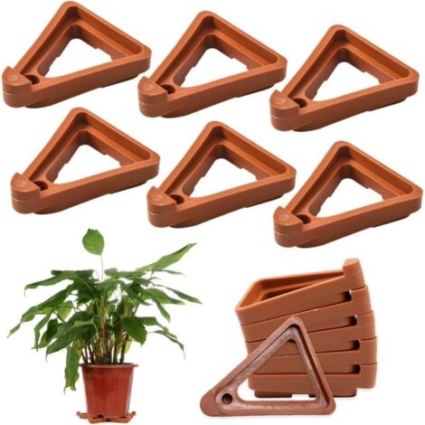 12 Pièces Pieds de Pot de Fleurs, Respirant Plastique Supports Triangulaires Invisible Stabilisateur Pot de Fleur pour Intérieur et Extérieur Jardin Terrasse Patio (L)