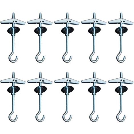 Lot de 10 crochets de plafond, crochet de montage pour plaque de plâtre, crochet à ressort à bascule pour suspendre des plantes, ancrages avec filetage