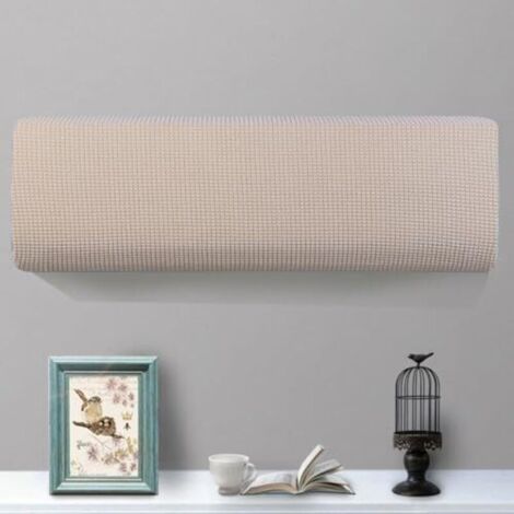 2pc Housse Élastique Climatiseur, Coque de Protection Climatiseur Couvre, Intérieur Couvercle du Climatiseur - Cache-Poussière Air Conditionné Décoration d'Intérieur (80-86cm,Beige)