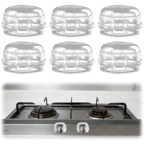 6 Pièces Cache-Boutons de Cuisinière, Protection Gaziniere, Bouton de Sécurité Four, Couvercle Transparent, Bouton Amovible, pour Protection Serrures Bébé Cuisine Sécurité (Blanc) (1/4)