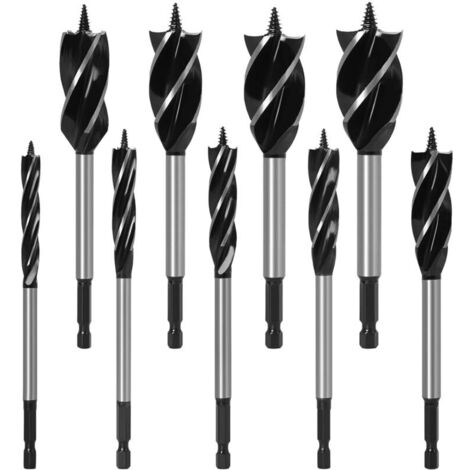 9 Pièces Professionnel Foret à Bois Professionnel Mèche à Tarière Mèches Hélicoïdale Set pour le Travail du Bois(10mm,12mm,14mm,16mm,20mm,22mm,25mm,32mm,35 mm) (1/4)