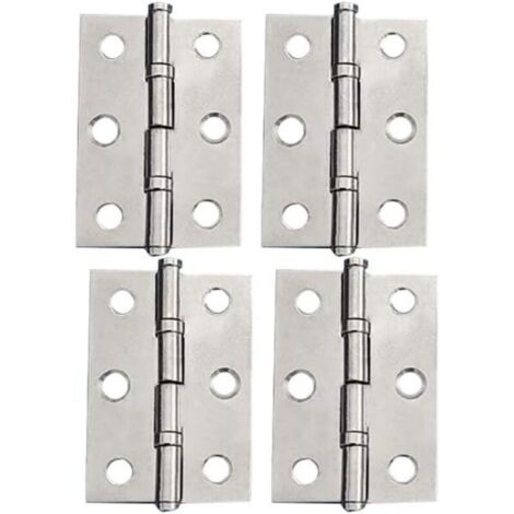 2 Pouces(50x39x1.2mm) 4pcs.Charnière en Acier Inoxydable - Charnières pour Portes a Placard Charnieres Meubles Paumelle Pliantes pour Tiroir Boîte Fenêtre, Argent (1/4)