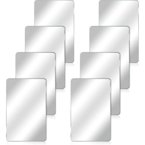 Lot de 8 miroirs rectangulaires en acrylique, 15,2 x 10,2 cm, autocollants pour salle de bain, chambre à coucher et salon