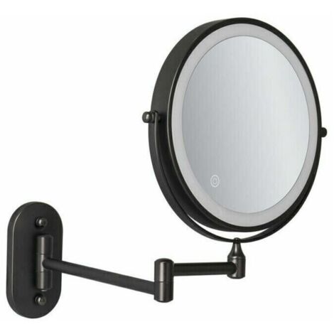 Miroir mural LED 8'' rechargeable par USB grossissant avec 1X/5X, noir,de (1/4)