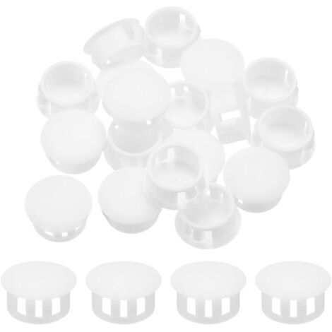 32Pcs 15mm Blanc Bouchon de Trou en Plastique, Bouchons de Trou de Panneau de Type Encastré Embouts d'Insertion pour Tubes de Trou de Verrouillage Armoire de Meubles (1/4)