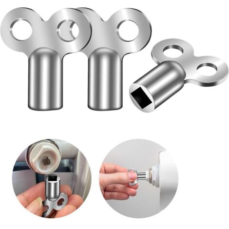 Lot de 3 Clés de Purge Radiateur Universelle, Clé de Purge Robuste, Clé de chauffage, Clés Radiateur Compact en Aluminium pour presque tous les radiateurs, Cle Chauffage Central