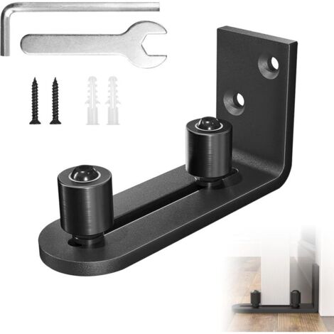 Ajustable Guide de Plancher, Guide Inférieur pour Porte en Bois, Guide Porte Coulissante Sol, Rail Porte Coulissante, Guide Porte Coulissante Sol Réglables (1, Noir) (1/4)