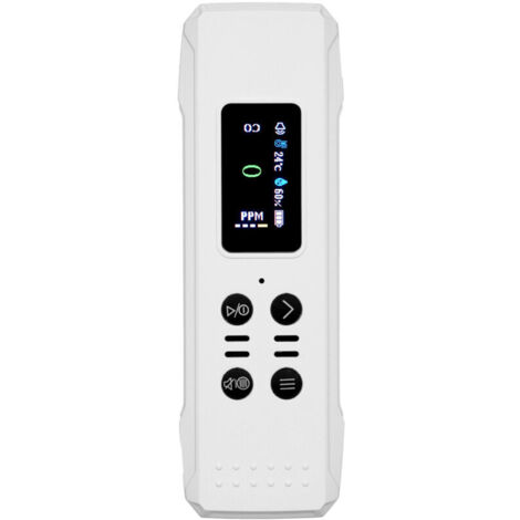 Détecteur de monoxyde de carbone 3 en 1, portable, mini moniteur de qualité de l’air 0-1000PPM, avec cordon, alarme, capteur température et humidité, batterie intégrée 800mAh, pour sous-sol, voyage, c (1/4)