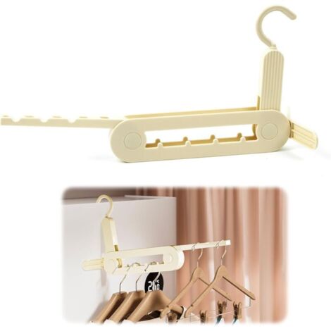 1 PCS Porte Cintre Mural Pliable avec Trous, Portable Porte Manteau Patere Porte pour Balcon, Salle de Bain, Buanderie, Hôtel, Appartement (Beige)