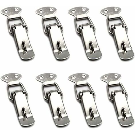 8 Pièces Fermeture a Levier Fermeture à Ressort Loquet Bascule en Acier Inoxydable Pour Coffre à Outils,Tiroir,Armoire et Coffre - Silver (1/4)