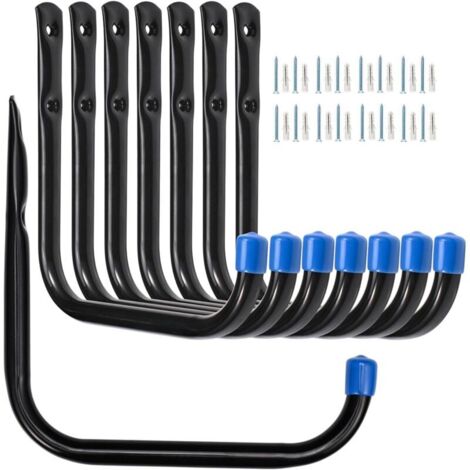 Lot de 8 crochets utilitaires de rangement de garage de 17 cm, crochets d'échelle robustes, support mural pour garage et organiseur, lot de 8 (1/4)